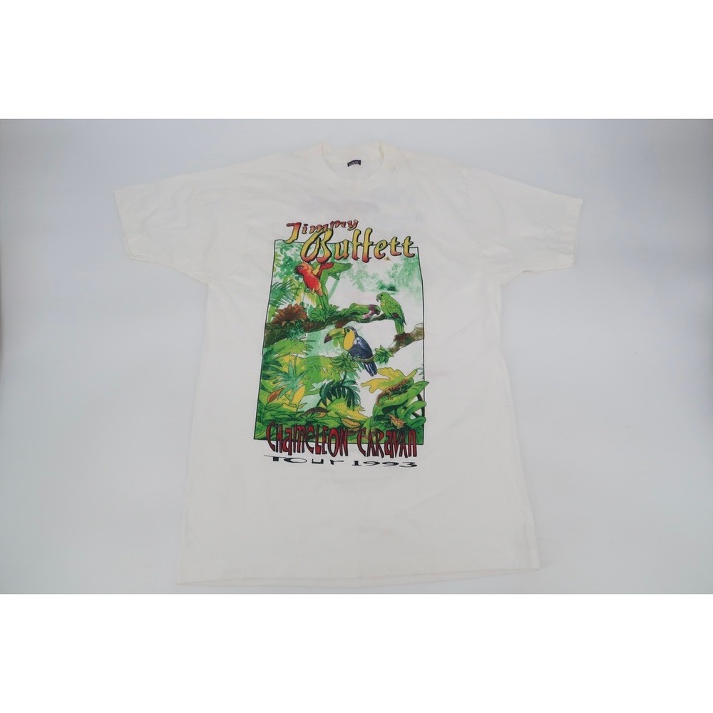Vintage Jimmy Buffett Chameleon Caravan Tour 1993 T-Shirt Mens XL White Graphic